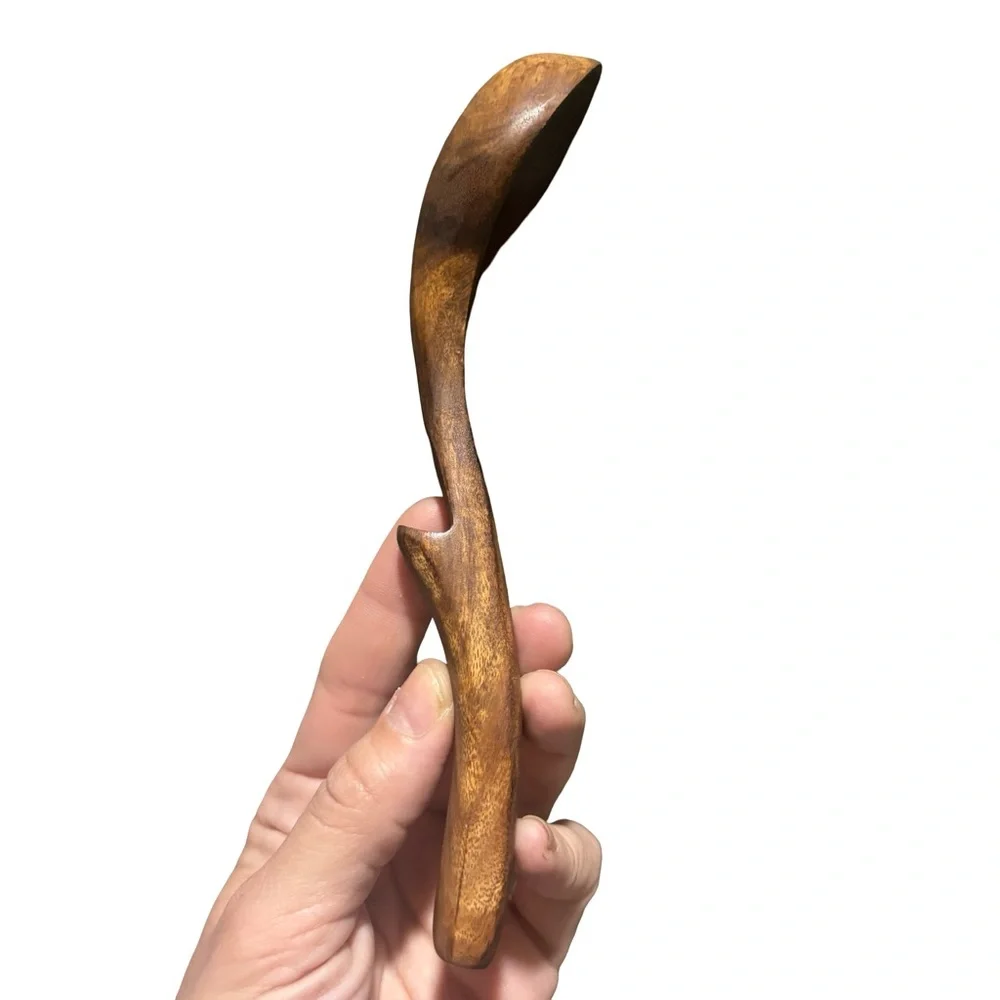 Handcrafted Wooden Serving Ladle - Brown